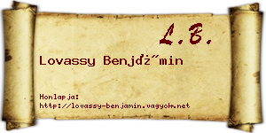 Lovassy Benjámin névjegykártya