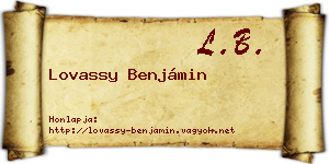 Lovassy Benjámin névjegykártya